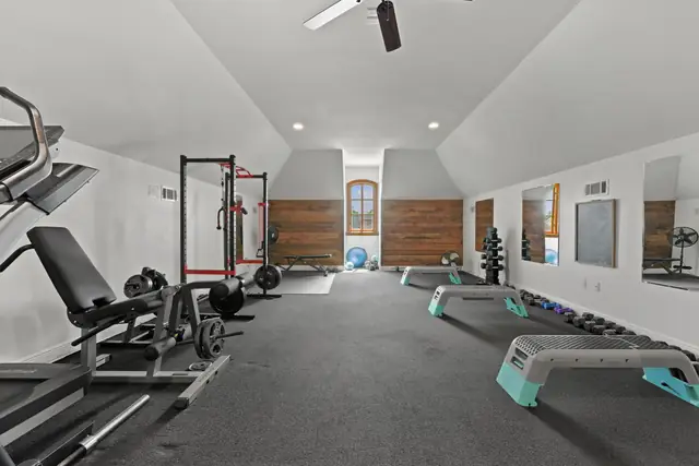 Bonus room over the garage, currently a home gym